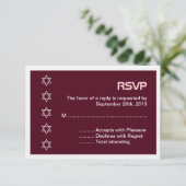 Ster van David Pattern Bat Mitzvah RSVP Kaartje (Staand voorkant)