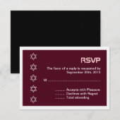 Ster van David Pattern Bat Mitzvah RSVP Kaartje (Voorkant / Achterkant)