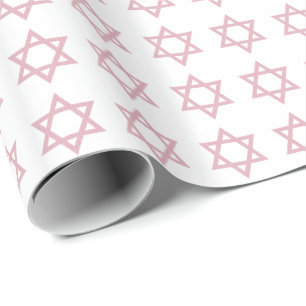 Ster van David Pattern-Pink Cadeaupapier