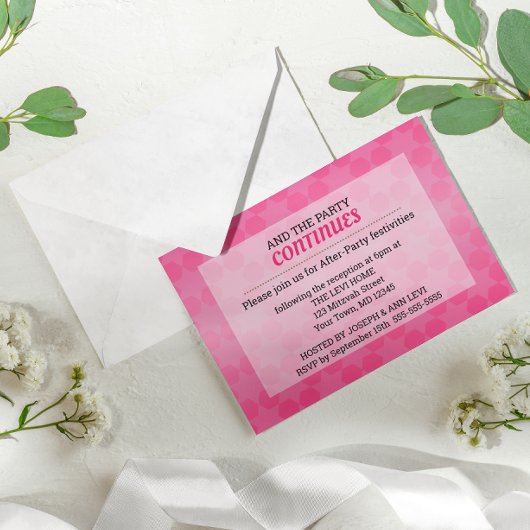 Ster van David Pink Ombre Bat Mitzvah After Party Kaart