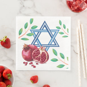 Ster van David Pomegranate Leaves Jewish Servet