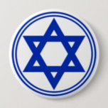 Ster van David Ronde Button 4,0 Cm<br><div class="desc">Ronde knop met een afbeelding van een royal blue Star van David en een royal blue double border op wit. Zie het volledige collectie Hanukkah Buttonnen & Pins onder de categorie ACCESSOIRES in de sectie FEESTDAGEN.</div>