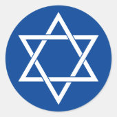 Ster van David Royal Blue Religious Symbol Ronde Sticker (Voorkant)