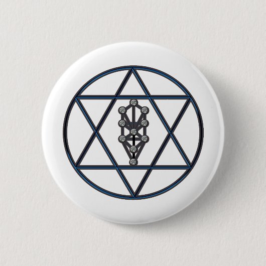 Ster van David & Sefirah Ronde Button 5,7 Cm (Voorkant)