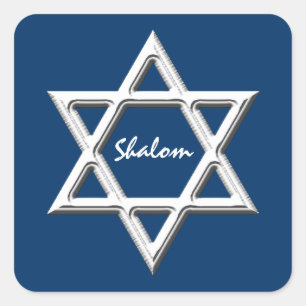 Ster van David-Shalom/Wit op blauwe achtergrond Vierkante Sticker
