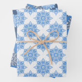 Ster van David Snowflakes Chanoeka Set Inpakpapier Vel (In situ)