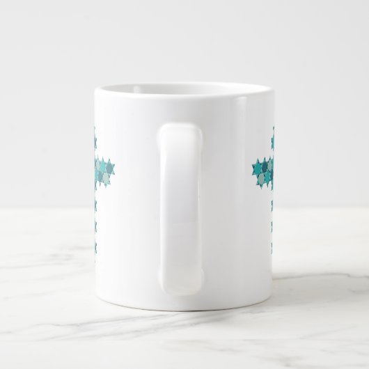 Ster van David Star Cross Blue Optical Illusion Grote Koffiekop (Achterkant)