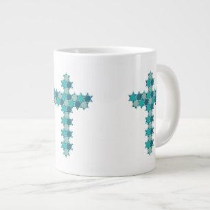 Ster van David Star Cross Blue Optical Illusion Grote Koffiekop