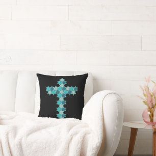 Ster van David Star Cross Blue Optical Illusion Kussen