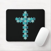 Ster van David Star Cross Blue Optical Illusion Muismat (Met muis)