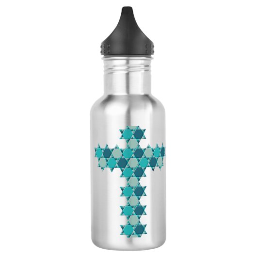 Ster van David Star Cross Blue Optical Illusion Waterfles (Links)