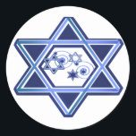 Ster van David Sticker<br><div class="desc">Stylish Hanukkah envelop sluit de sticker af,  met een fantastische afbeelding van een blauwe ster van David,  versierd,  met meer sterren erin. Ideaal als envelopzegels voor je Hanukkah-kaarten of feestuitnodigingen,  of feestelijke gunsten voor de kinderen.</div>