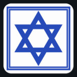 Ster van David Sticker<br><div class="desc">Square sticker met een afbeelding van een diepe blauwe ster van David en een dubbele diepe blauwe rand op wit. Zie bijpassend rondplakken,  confetti-,  etiket- en omslagpapier. Zie het gehele collectie Hanukkah Sticker onder de categorie CARDS & STICKERS in de sectie FEESTDAGEN.</div>