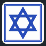 Ster van David Sticker<br><div class="desc">Square sticker met een afbeelding van een diepe blauwe ster van David en een dubbele diepe blauwe rand op wit. Zie bijpassend rondplakken,  confetti-,  etiket- en omslagpapier. Zie het gehele collectie Hanukkah Sticker onder de categorie CARDS & STICKERS in de sectie FEESTDAGEN.</div>