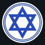 Ster van David Sticker<br><div class="desc">Ronde sticker met een afbeelding van een royal blue Star van David en een dubbele royal blue border op wit. Zie bijpassend vierkant zelfklevende,  confetti-,  etiket- en verpakkingspapier. Zie het gehele collectie Hanukkah Sticker onder de categorie CARDS & STICKERS in de sectie FEESTDAGEN.</div>