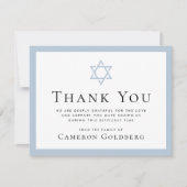 Ster van David stoffige blauwe grens begrafenis sy Bedankkaart (Voorkant)