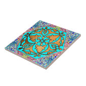 Ster van David Turquoise Floral Tegeltje (Zijkant)