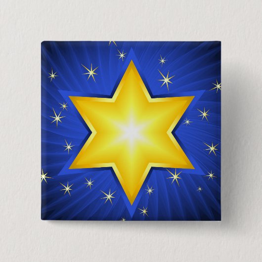 Ster van David Vierkante Button 5,1 Cm (Voorkant)