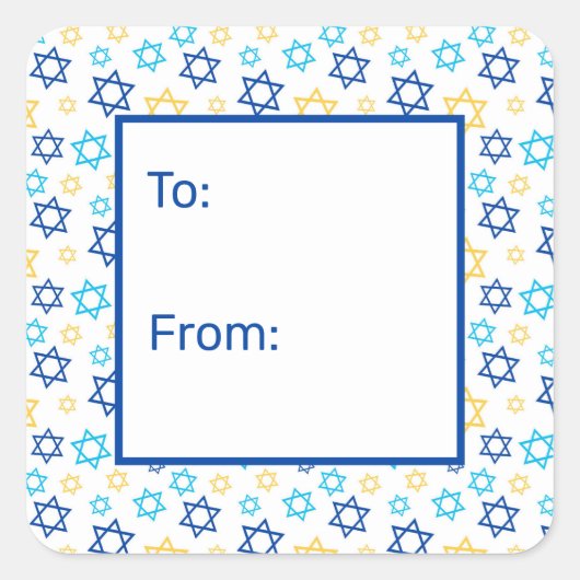 Ster van David Vierkante Sticker (Voorkant)
