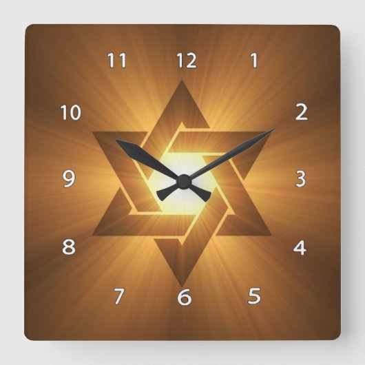 Ster van David Wall Clock Vierkante Klok (Voorkant)
