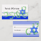 Ster van David Waterverf Leaf Dot Swirl Invite Plaatskaartje (Voorkant / Achterkant)