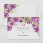 Ster van David Waterverf Sympathie Hartelijk dank Bedankkaart (Voorkant / Achterkant)