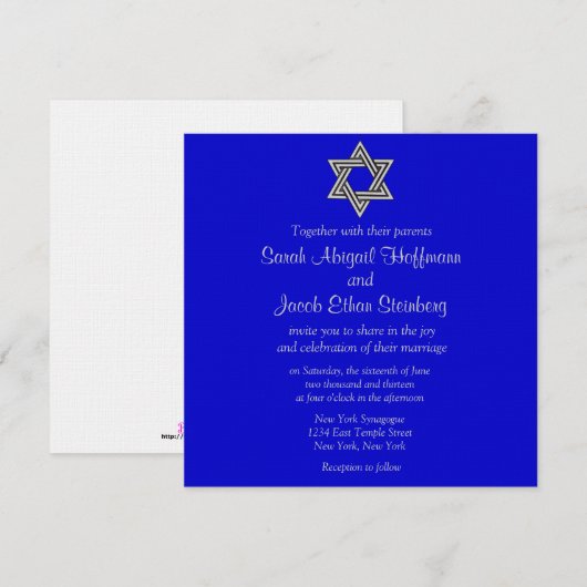 Ster van David Wedding Invitations Kaart (Voorkant / Achterkant)