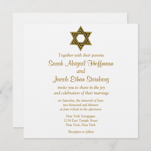 Ster van David Wedding Invitations Kaart (Voorkant / Achterkant)