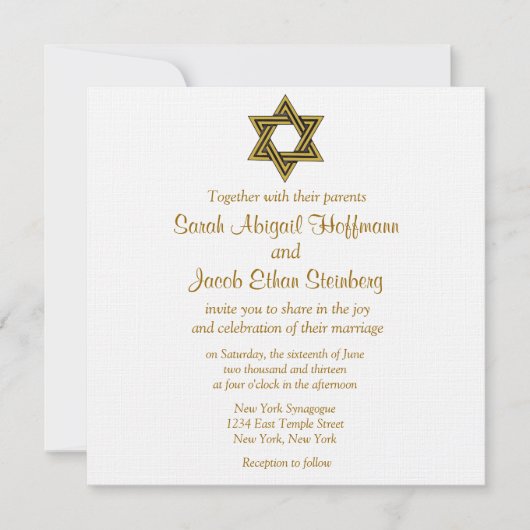 Ster van David Wedding Invitations Kaart (Voorkant)