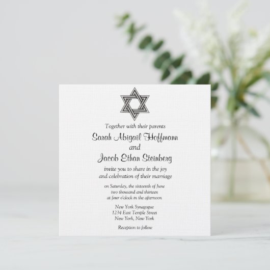 Ster van David Wedding Invitations Kaart (Staand voorkant)