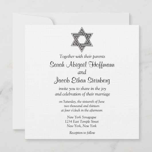 Ster van David Wedding Invitations Kaart (Voorkant)