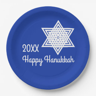Ster van David White op Blue Background Hanukkah P Papieren Bordje