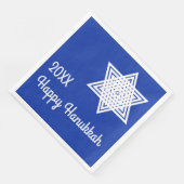Ster van David White op Blue Background Hanukkah P Servet (Hoek)