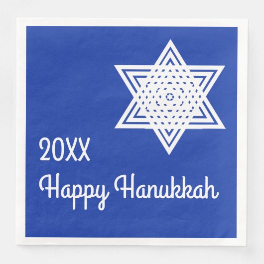 Ster van David White op Blue Background Hanukkah P Servet (Voorkant)