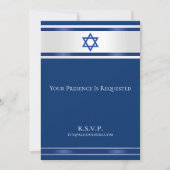 Ster van David White Satin Navy Blue Invitation Kaart (Voorkant)