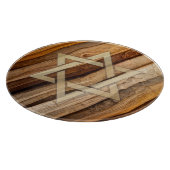 Ster van David Wood Board Effect Round Glass Board Snijplank (Hoek)