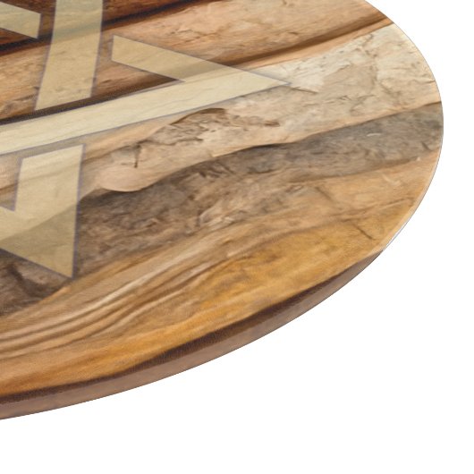 Ster van David Wood Board Effect Round Glass Board Snijplank (Hoek)