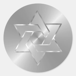 Ster van David zilver metaalachtige uitstraling Ba Ronde Sticker