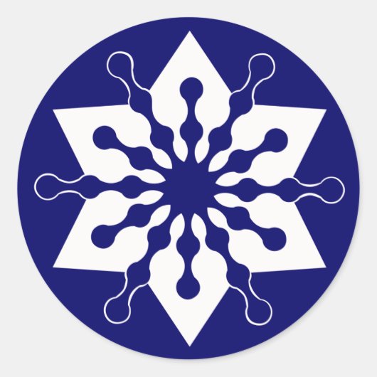 Ster van de kerstwinter van het kristal Snowflake Ronde Sticker (Voorkant)