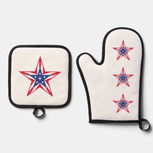 Ster van de vrijheid ovenwant & pannenlap set (Voorkant)