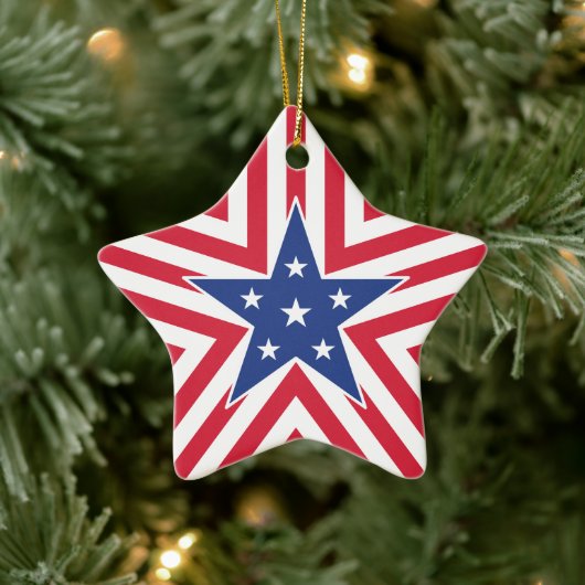 Ster van de vrijheid (Stripe) Keramisch Ornament (Boom)