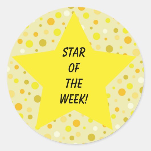 Ster van de Week Geel Ronde Sticker (Voorkant)
