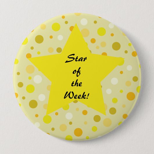 Ster van de Week Yellow Star Dot achtergrond Ronde Button 4,0 Cm (Voorkant)