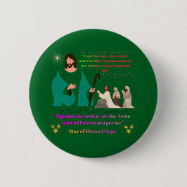 Ster van Eeuwige Hoop bosgroen Ronde Button 5,7 Cm