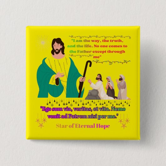 Ster van Eeuwige Hoop geel Vierkante Button 5,1 Cm (Voorkant)