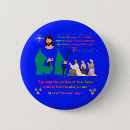 Ster van Eeuwige Hoop helderblauw Ronde Button 5,7 Cm