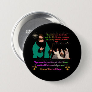 Ster van Eeuwige Hoop zwart Ronde Button 7,6 Cm