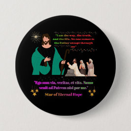 Ster van Eeuwige Hoop zwart Ronde Button 7,6 Cm