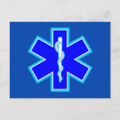 Ster van het Paramedische Symbool EMS Blue Briefkaart (Voorkant)
