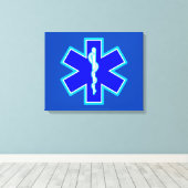 Ster van het Paramedische Symbool EMS Blue Canvas Afdruk (Insitu (Houten vloer))